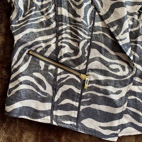 Chico’s 1 (M) Linen Blend Metallic Linen Blend Animal Stripe Vest IMMACULATE - Picture 4 of 9